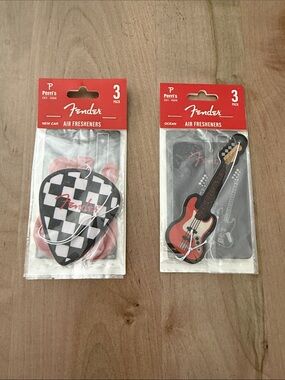 Fender Black & White Check Pick and Red Bass Air Fresheners